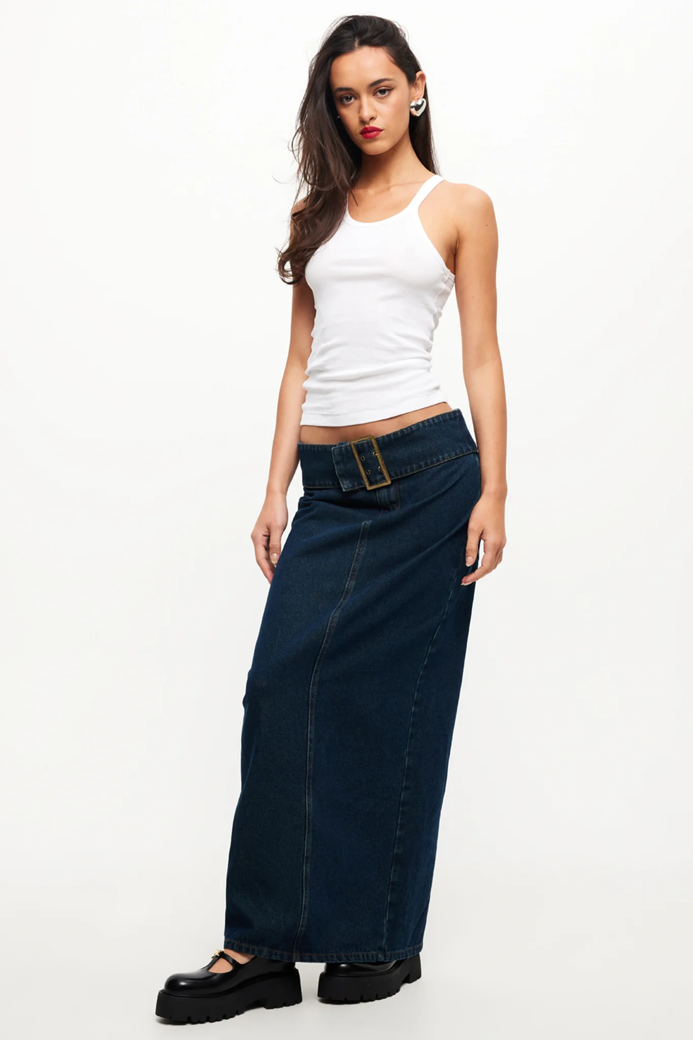 LIONESS Uma Denim Midi Skirt Denim Blue - Image 3