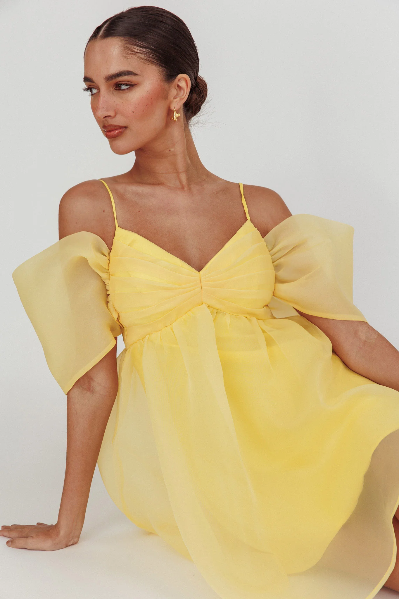Little Liar Organza Mini Dress Yellow - Image 2