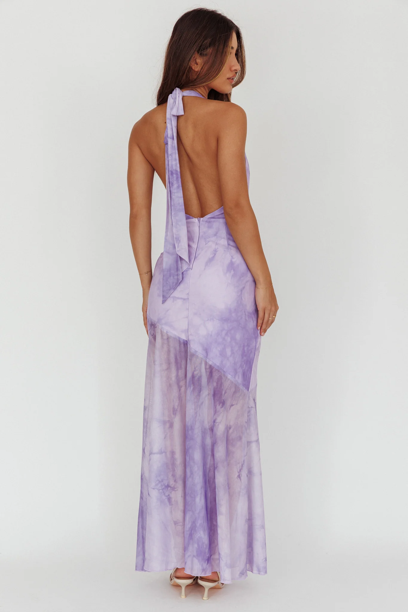 Locket Halterneck Maxi Dress Marbled Lilac - Image 2
