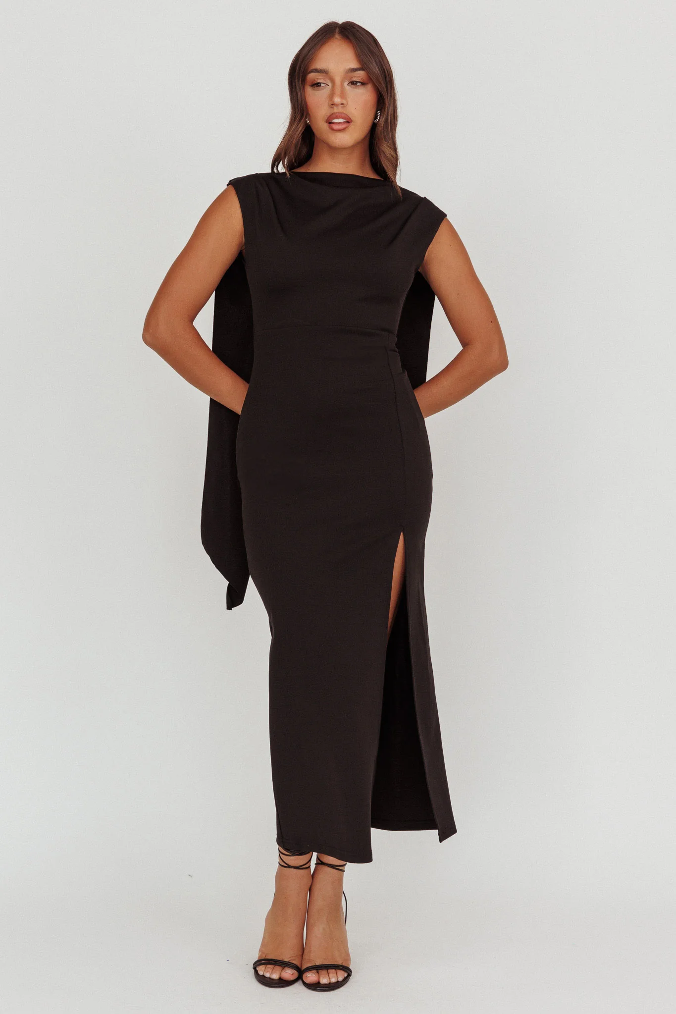 Looks Of Love Shoulder Sash Maxi Dress Black - Image 4