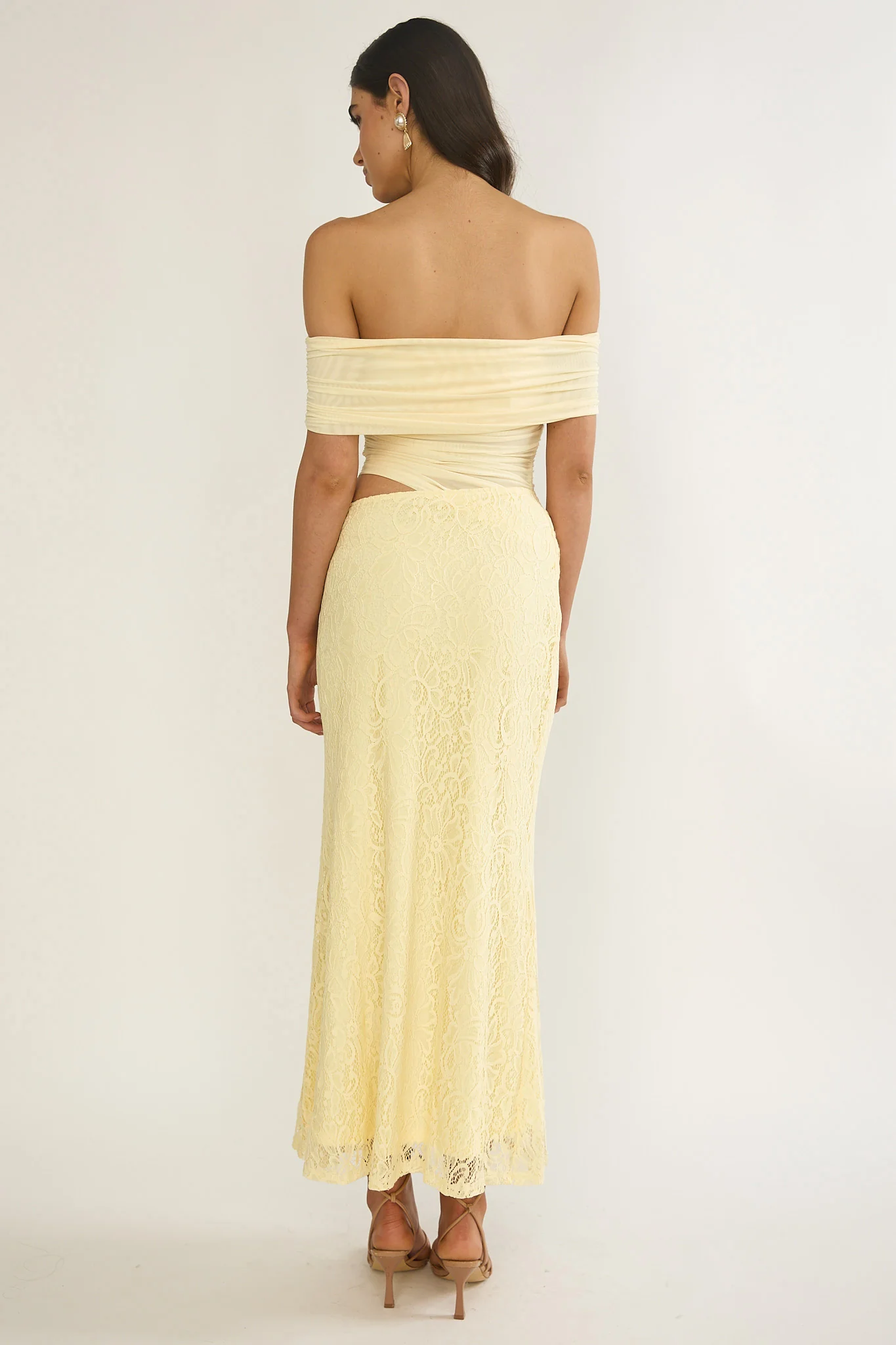 Lorely Off-Shoulder Lace Maxi Dress Butter - Image 2