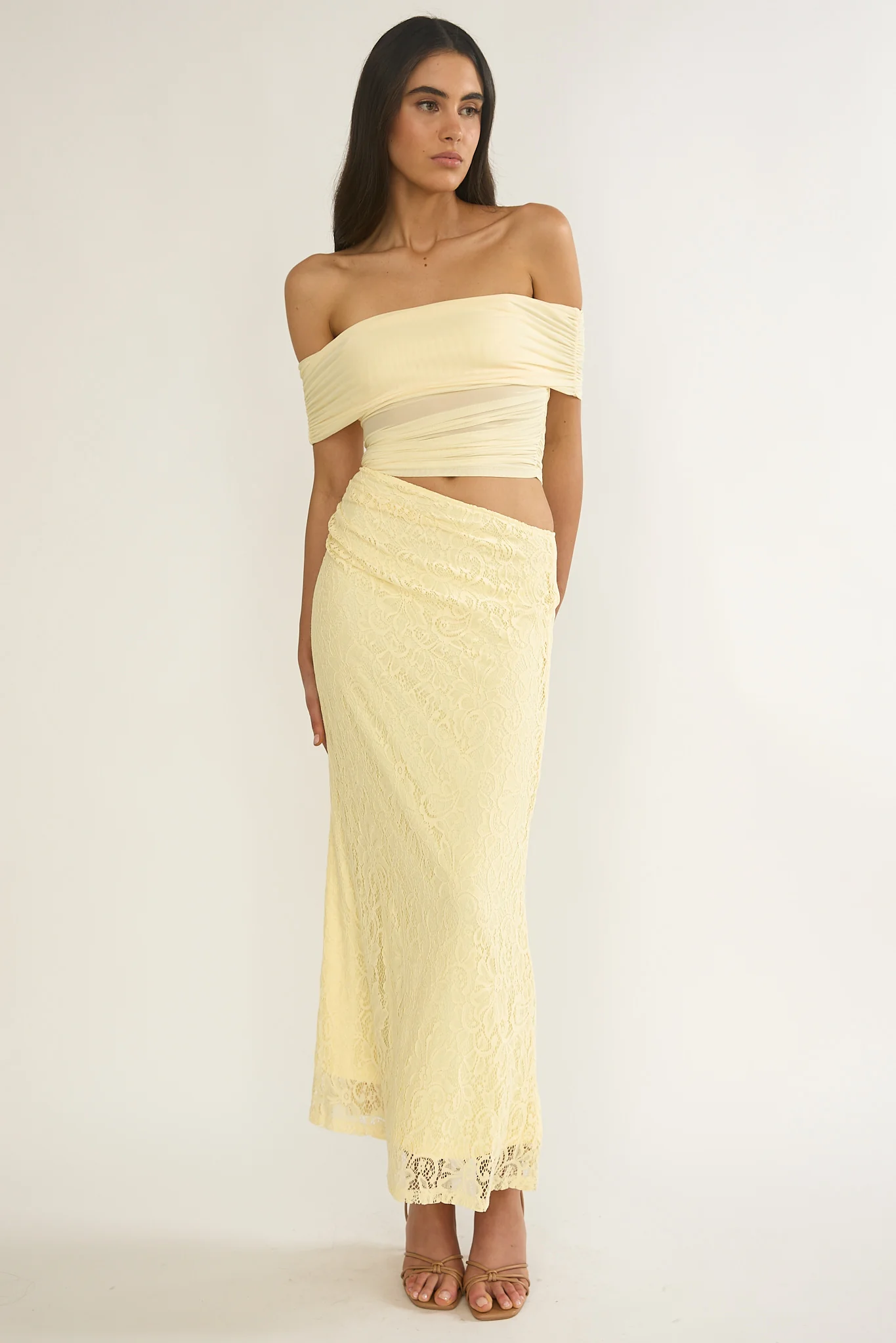 Lorely Off-Shoulder Lace Maxi Dress Butter - Image 4