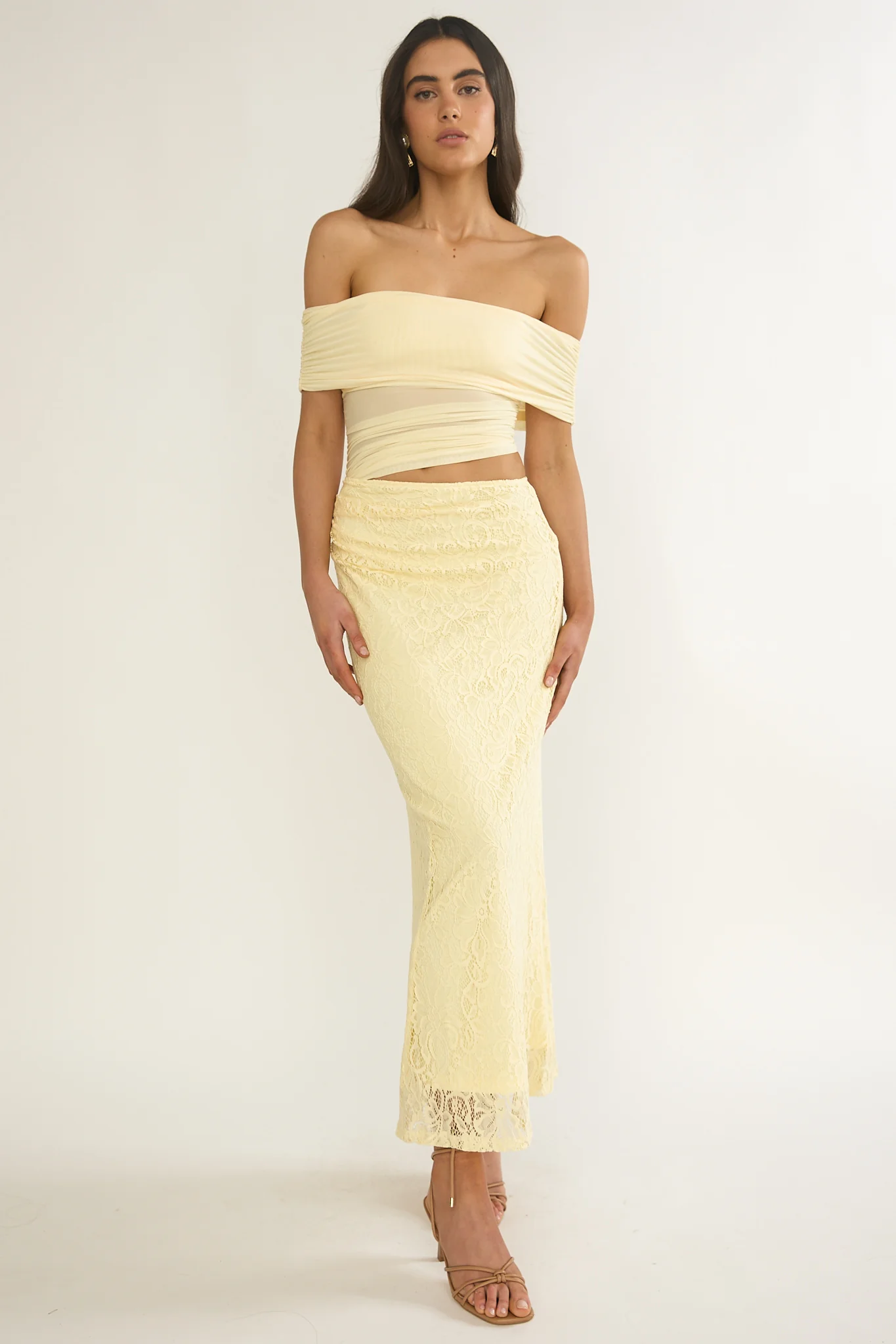 Lorely Off-Shoulder Lace Maxi Dress Butter - Image 5