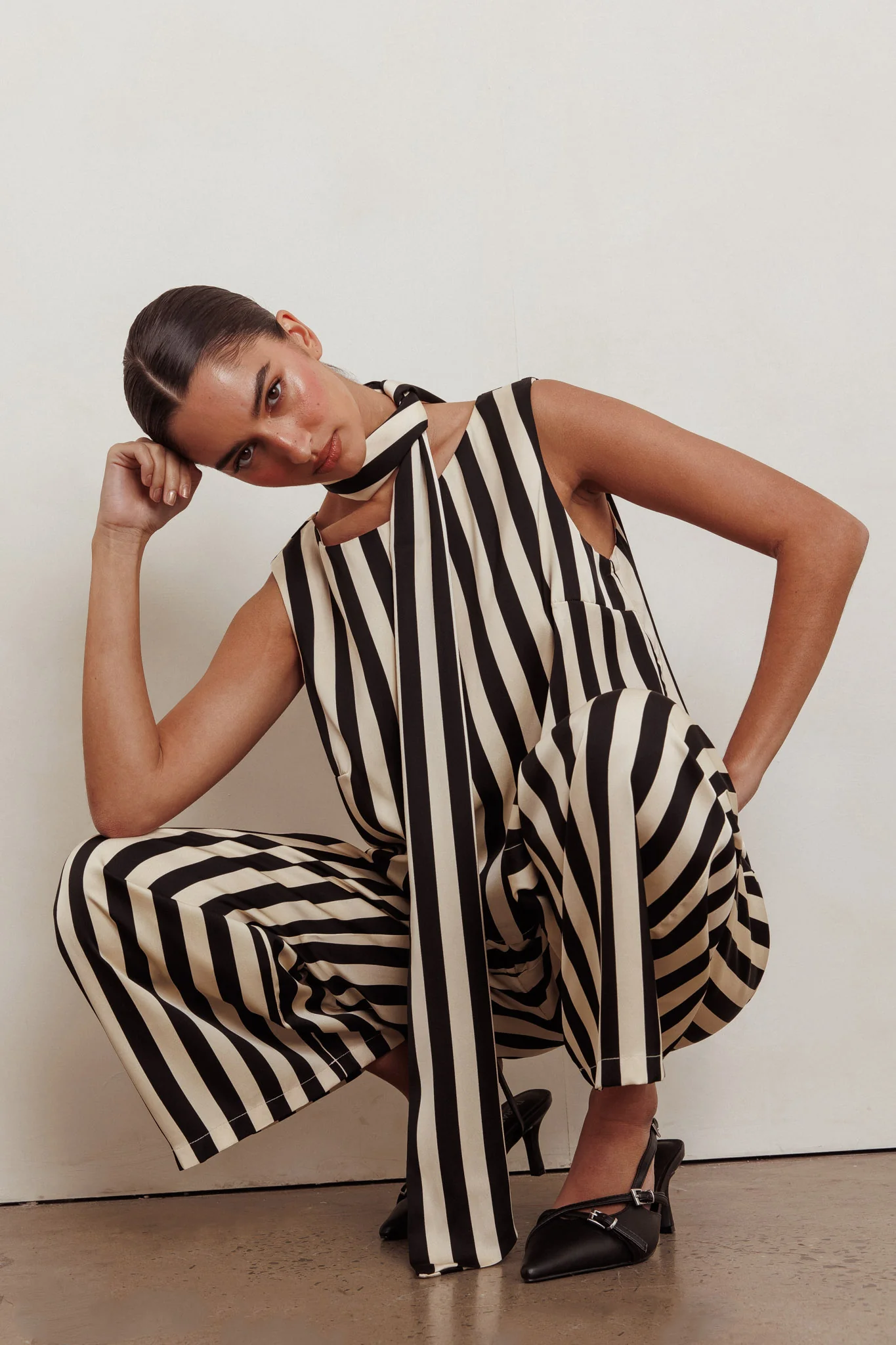 Love Galore Striped Sleeveless Top Black/Beige - Image 6