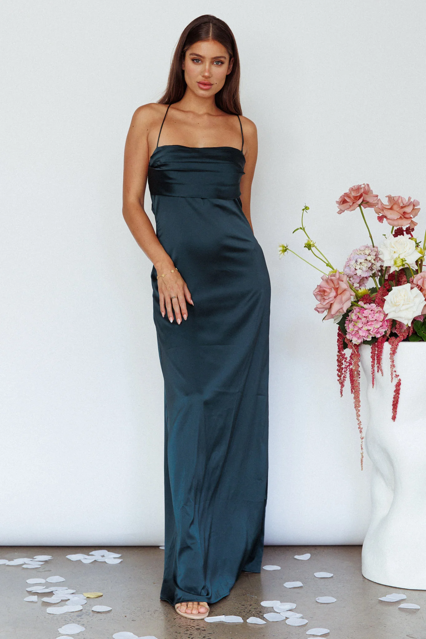 Love Letters Strappy Cowl Back Dress Teal - Image 3