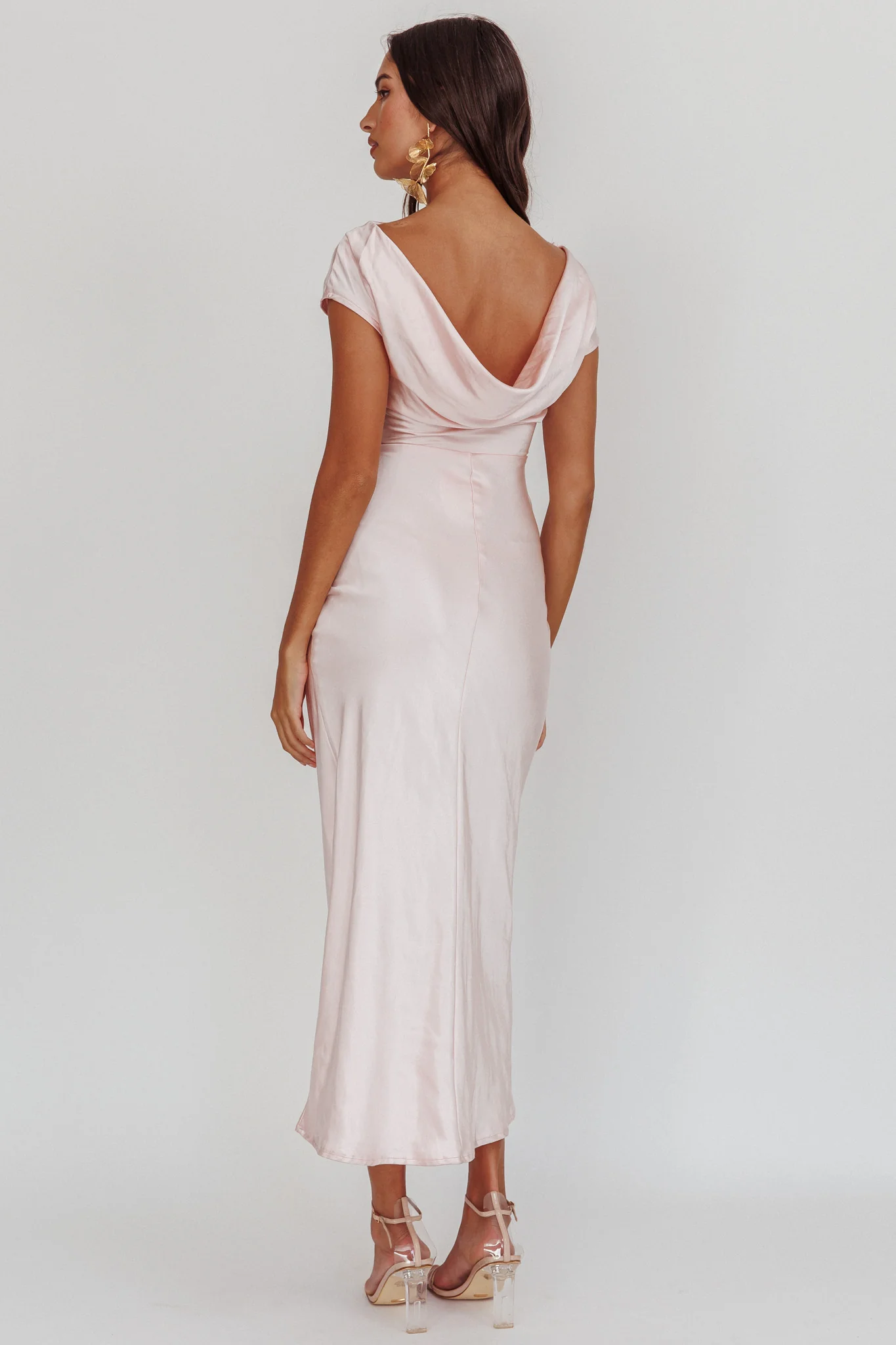 Loveland Cap Sleeve Cowl Back Midi Dress Blush - Image 2