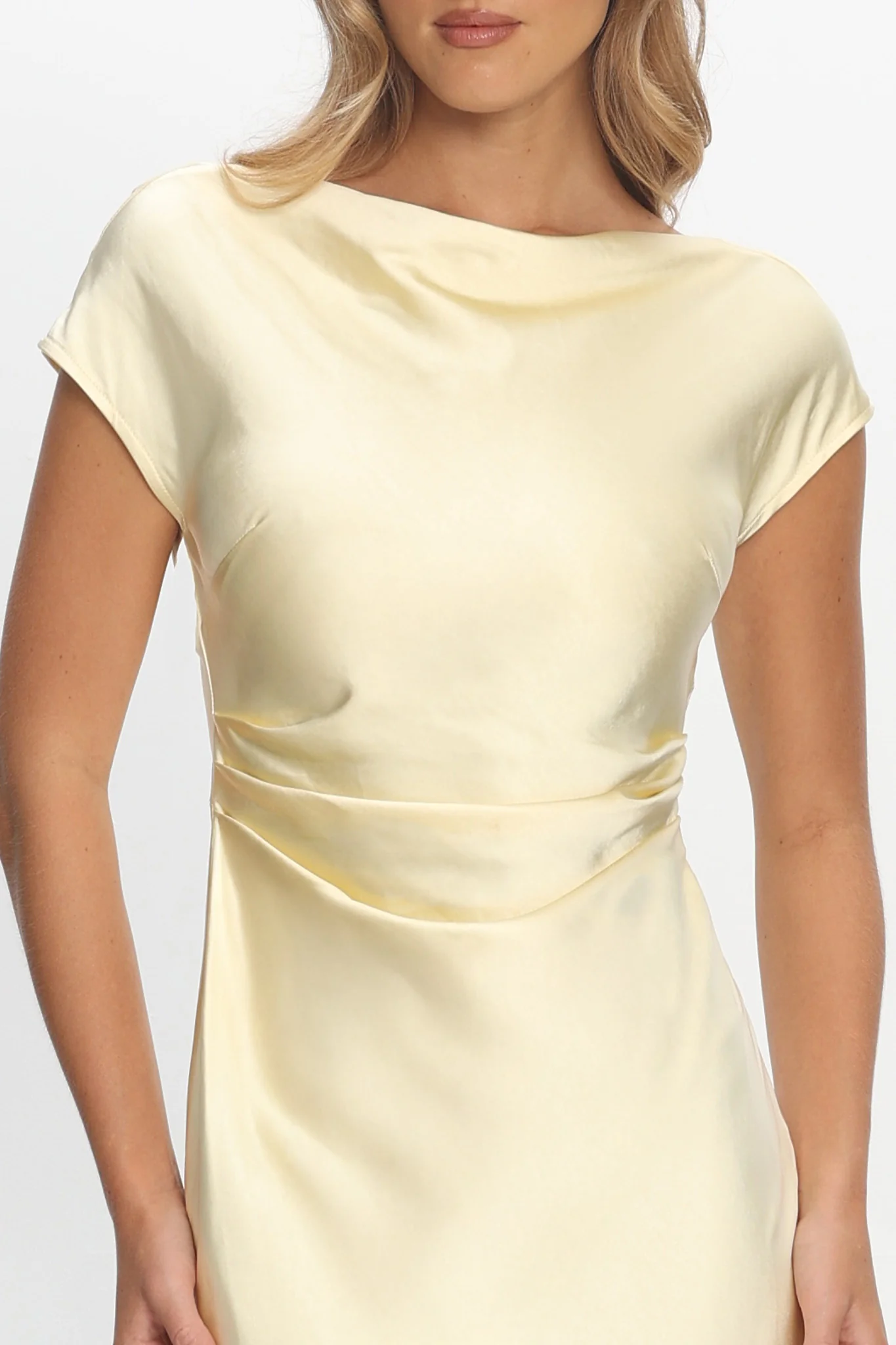 Loveland Cap Sleeve Cowl Back Midi Dress Butter - Image 4