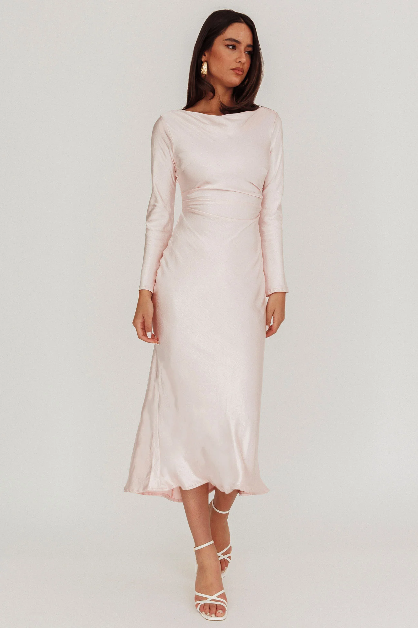 Loveland Cowl Back Midi Dress Baby Pink - Image 4