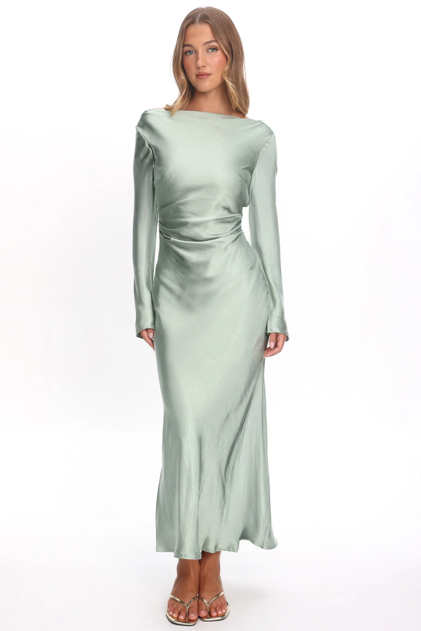 Loveland Cowl Back Midi Dress Sage - Image 2