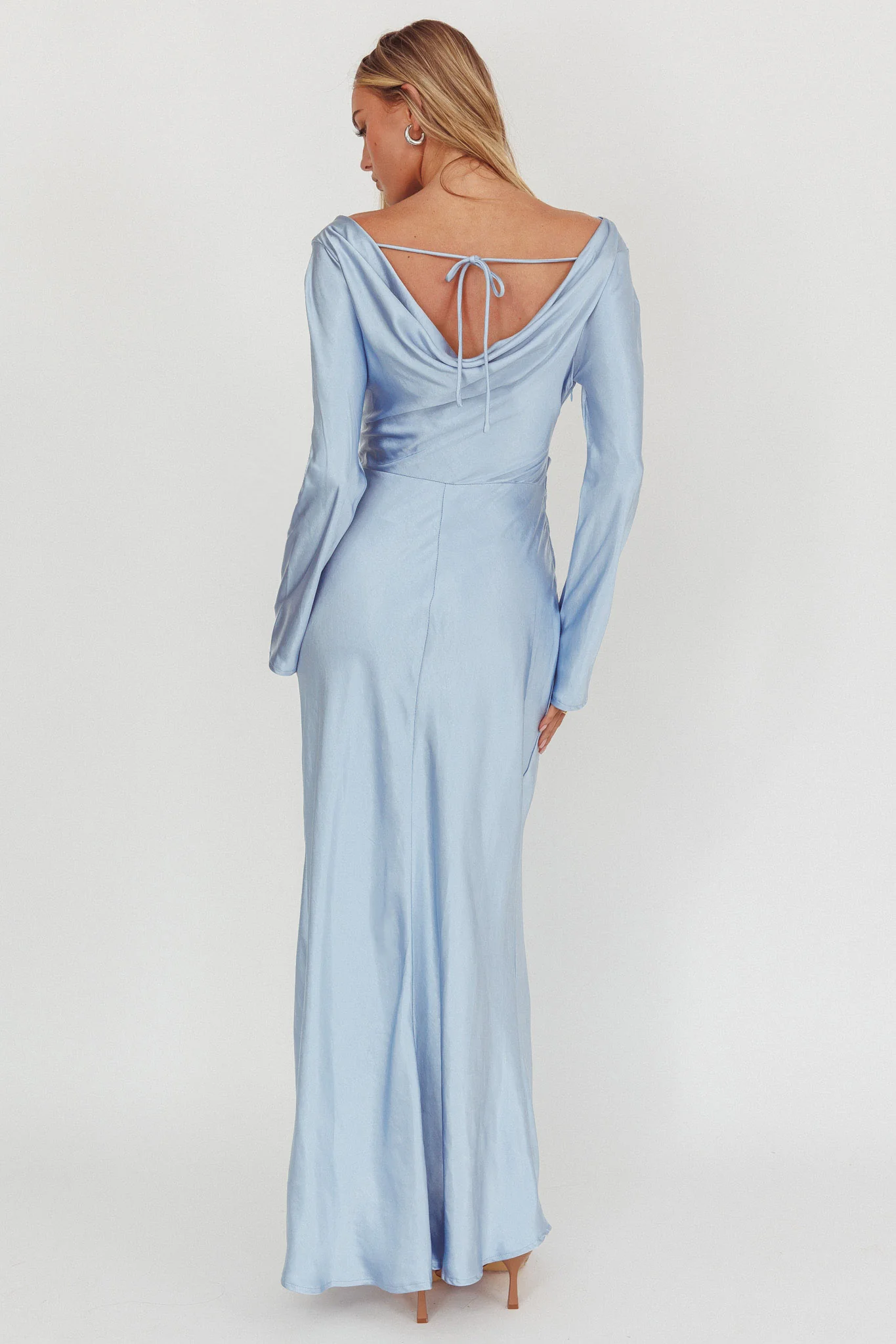 Loveland Long Sleeve Cowl Back Maxi Dress Blue - Image 2