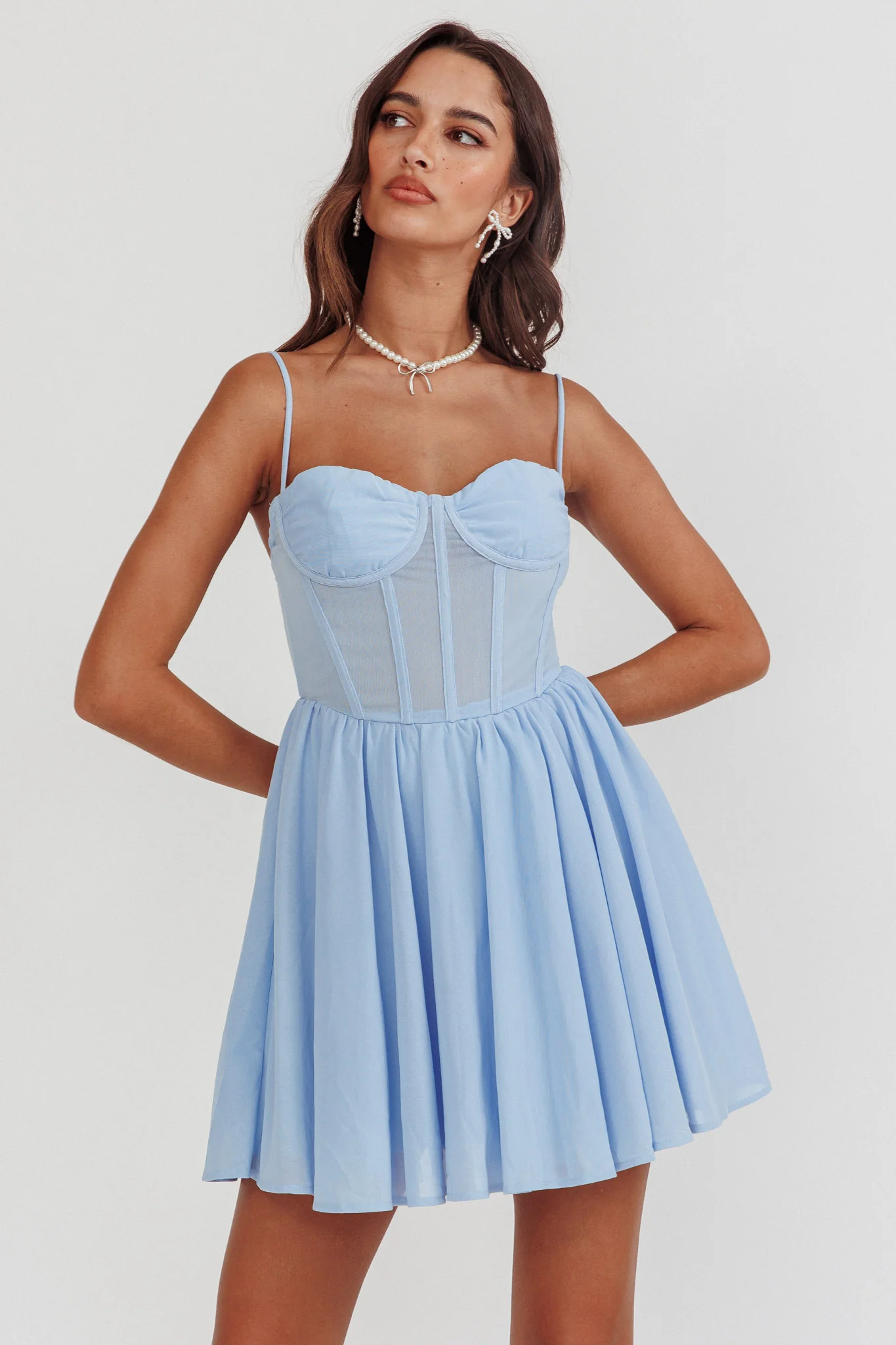 Lovers High Bustier Mini Dress Powder Blue - Image 5