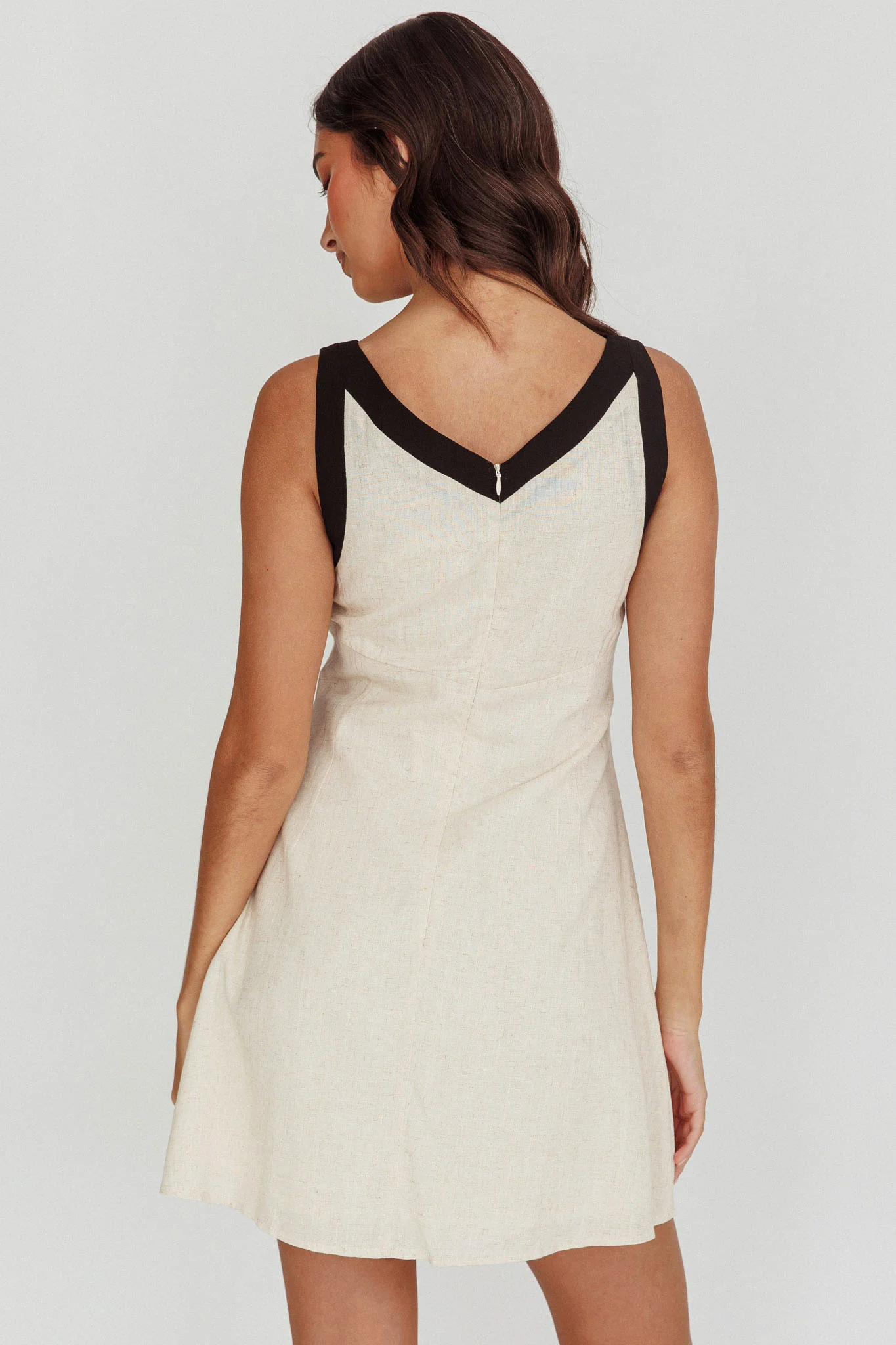 Loving Me Sleeveless A-line Mini Dress Oat - Image 2