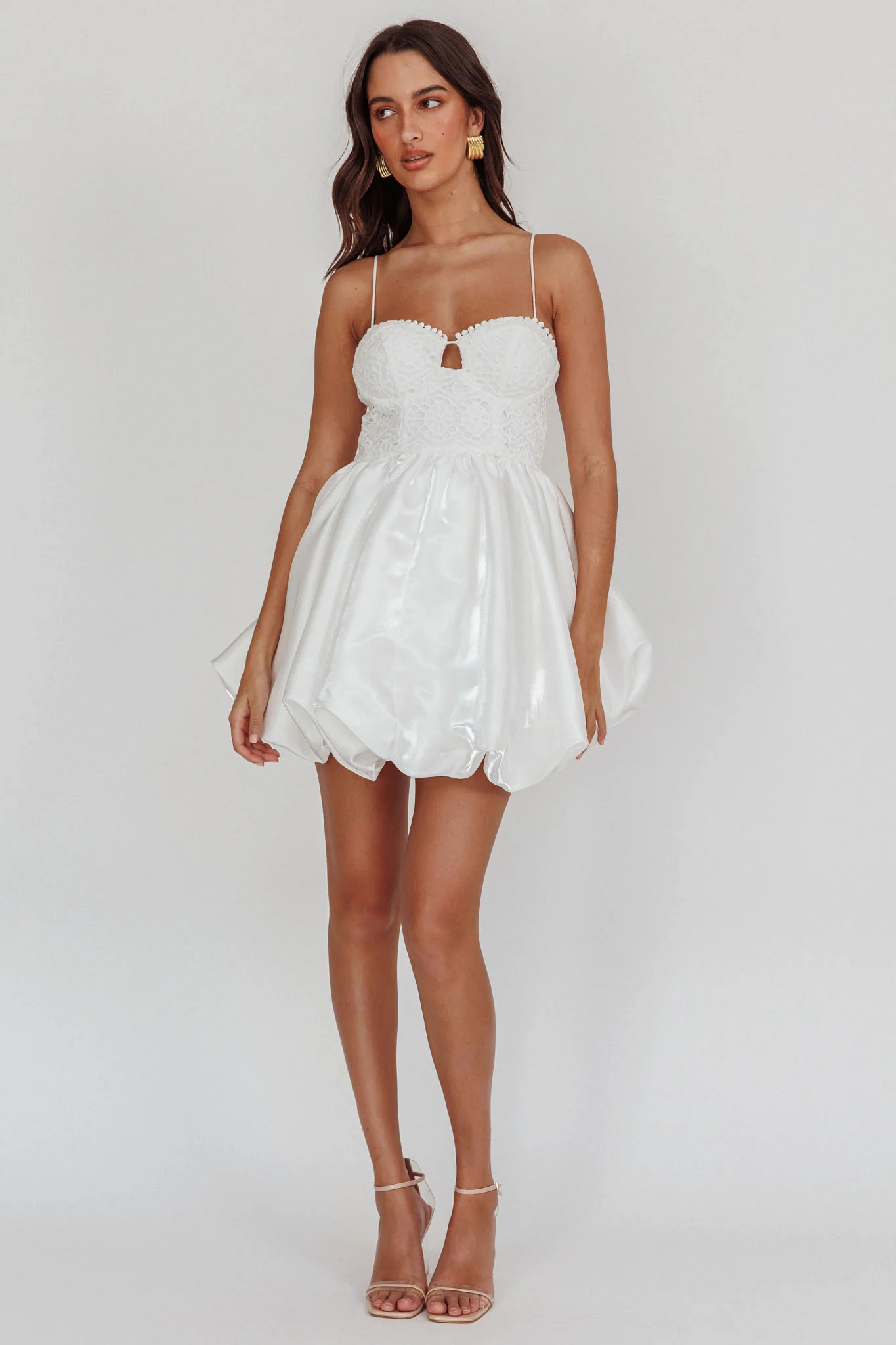 Lucia Bubble Skirt Mini Dress White - Image 3