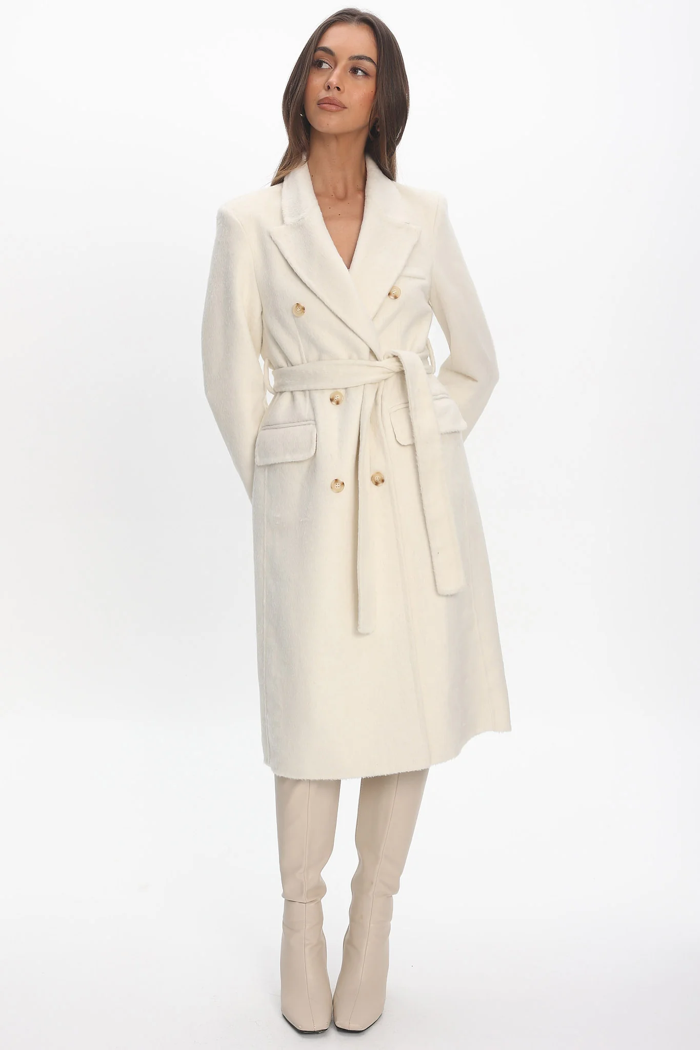 Luciana Waist Tie Trench Coat Oat - Image 6