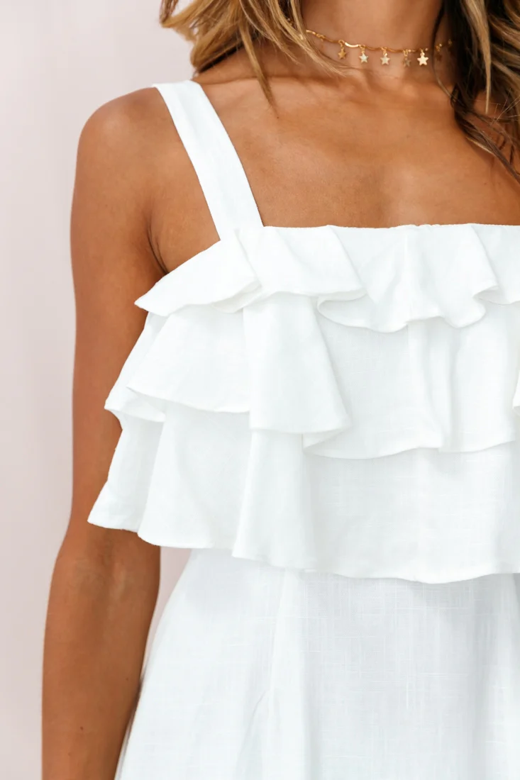 Lucille Tiered Ruffle A-Line Dress White - Image 4