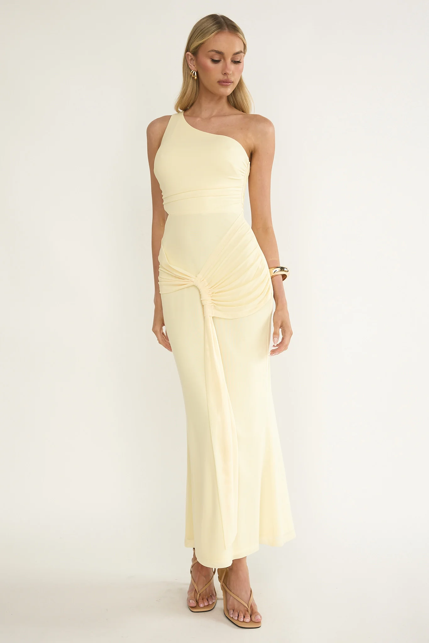Luli One-Shoulder Cut-Out Maxi Dress Yellow - Image 4