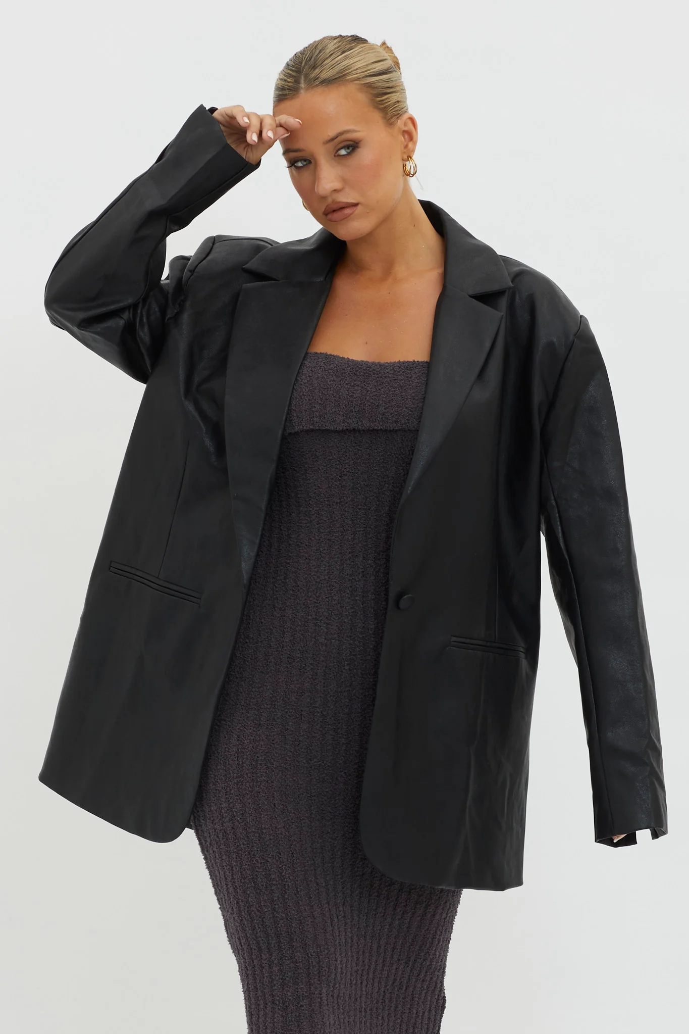 Luminate Oversized Coat Jacket Black - Image 3