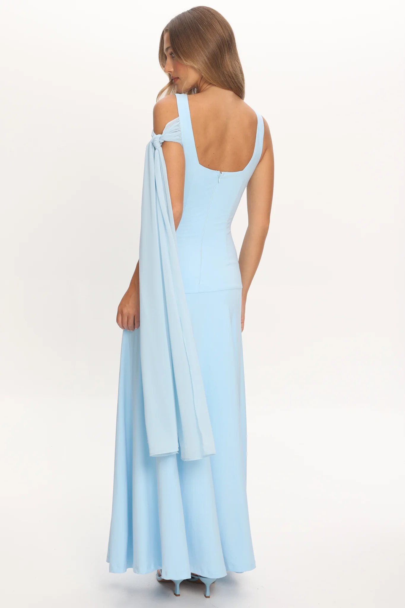 Lylah Sash Neckline Maxi Dress Light Blue - Image 3