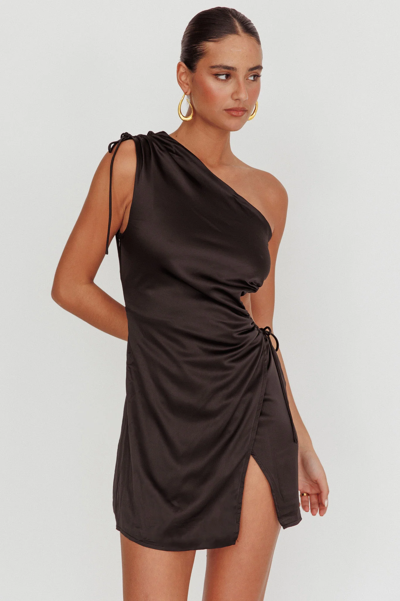 Lyon Ruched Cut Out Mini Dress Black - Image 6