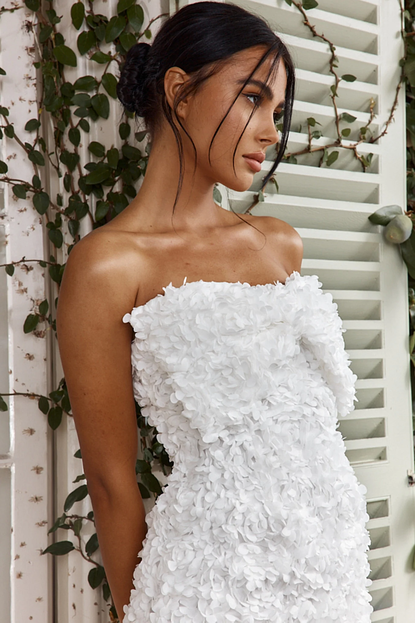 Ma Cherie Bow Bust Embellished Mini Dress White - Image 5