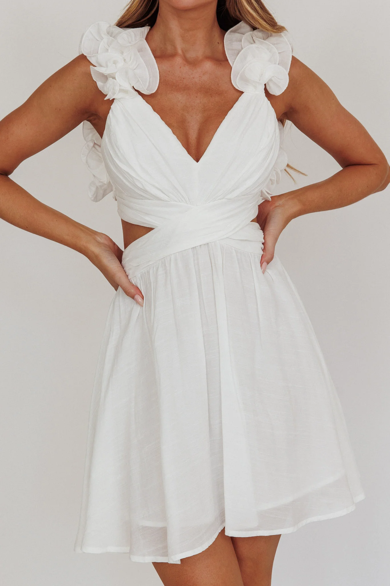Madara Lace-Up Back Mini Dress White - Image 6