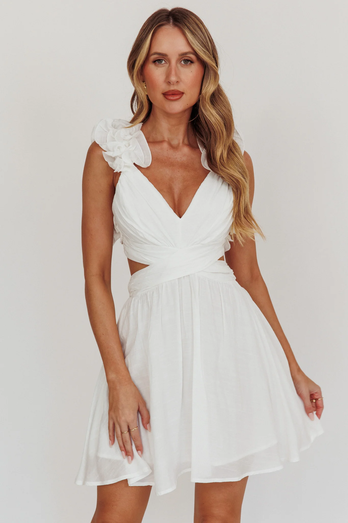 Madara Lace-Up Back Mini Dress White - Image 7