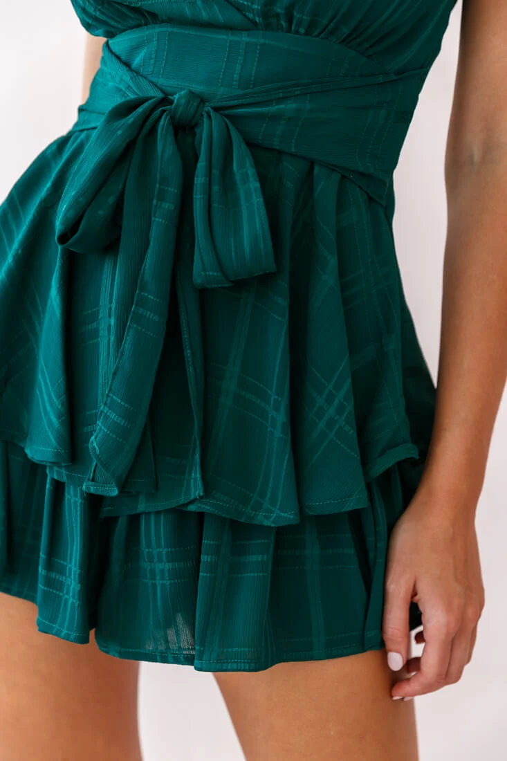 Maddox Fit & Flare Summer Romper Forest Green - Image 5