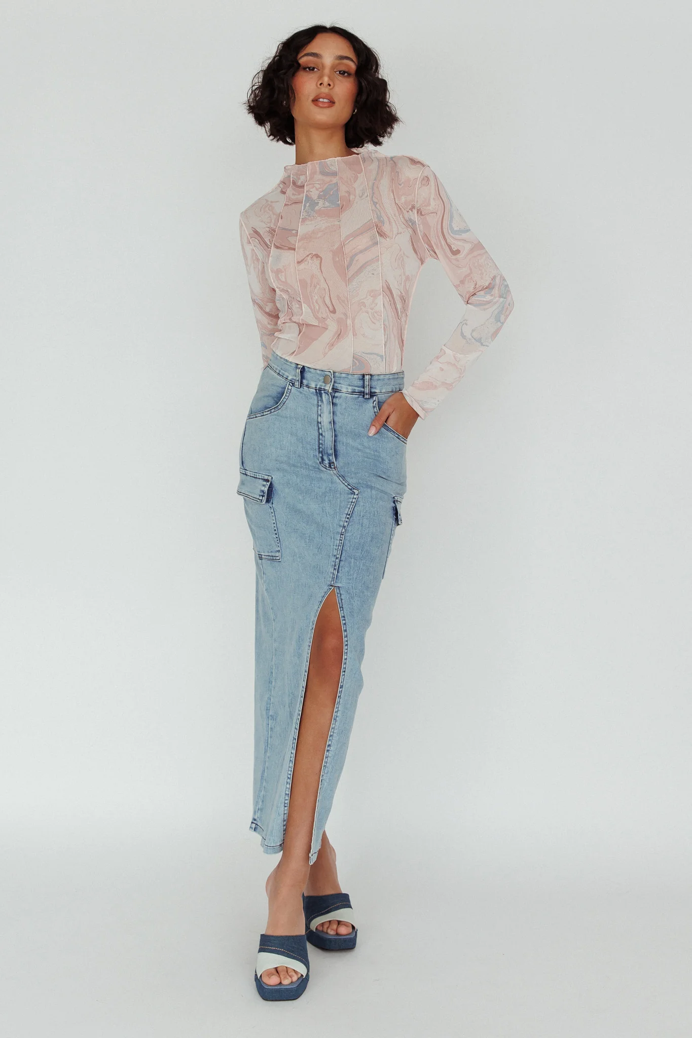 Madrid Long Sleeve Mesh Top Pink Multi - Image 3