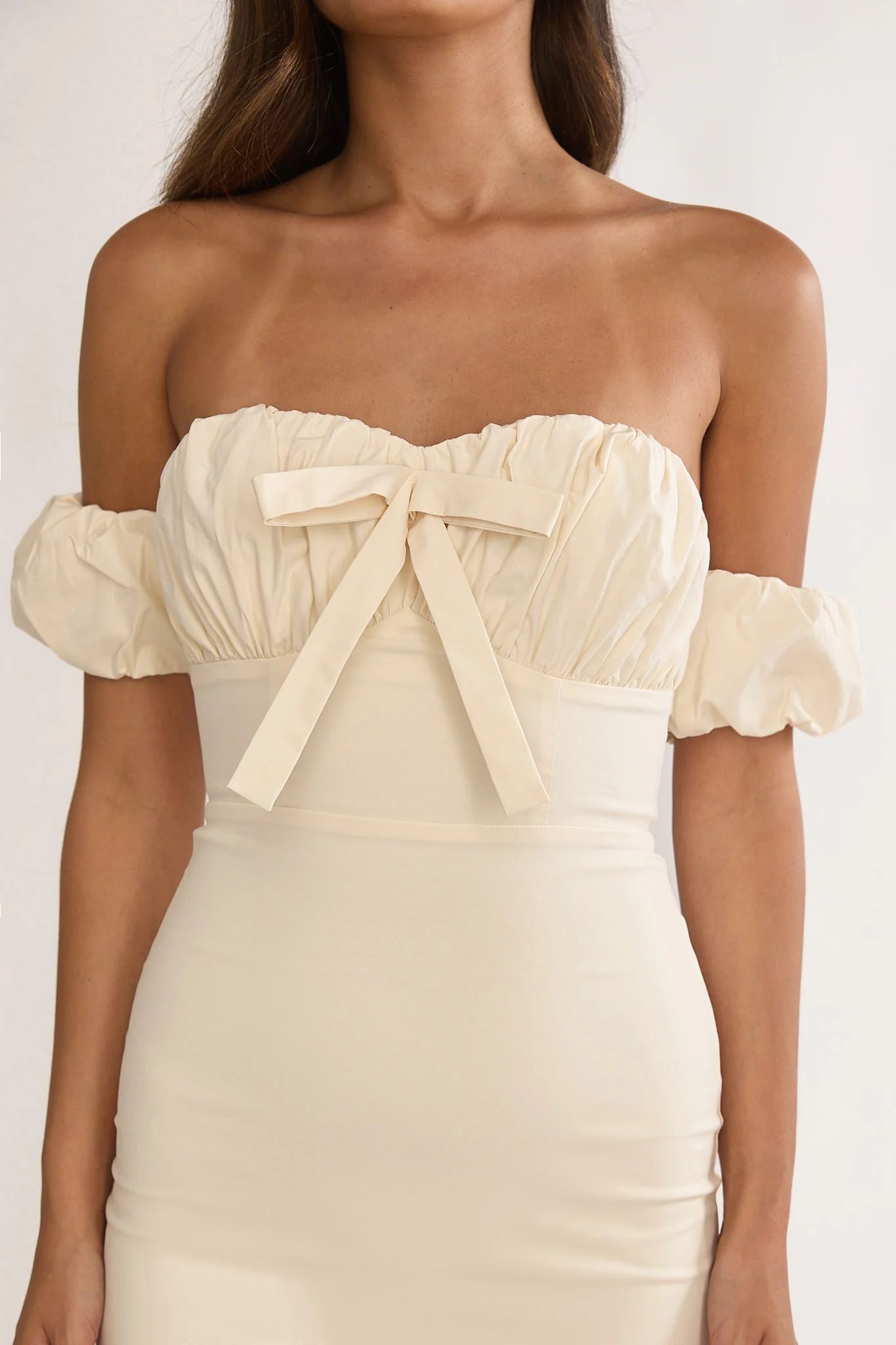 Maelis Off-Shoulder Puff Sleeve Maxi Dress Vanilla - Image 3