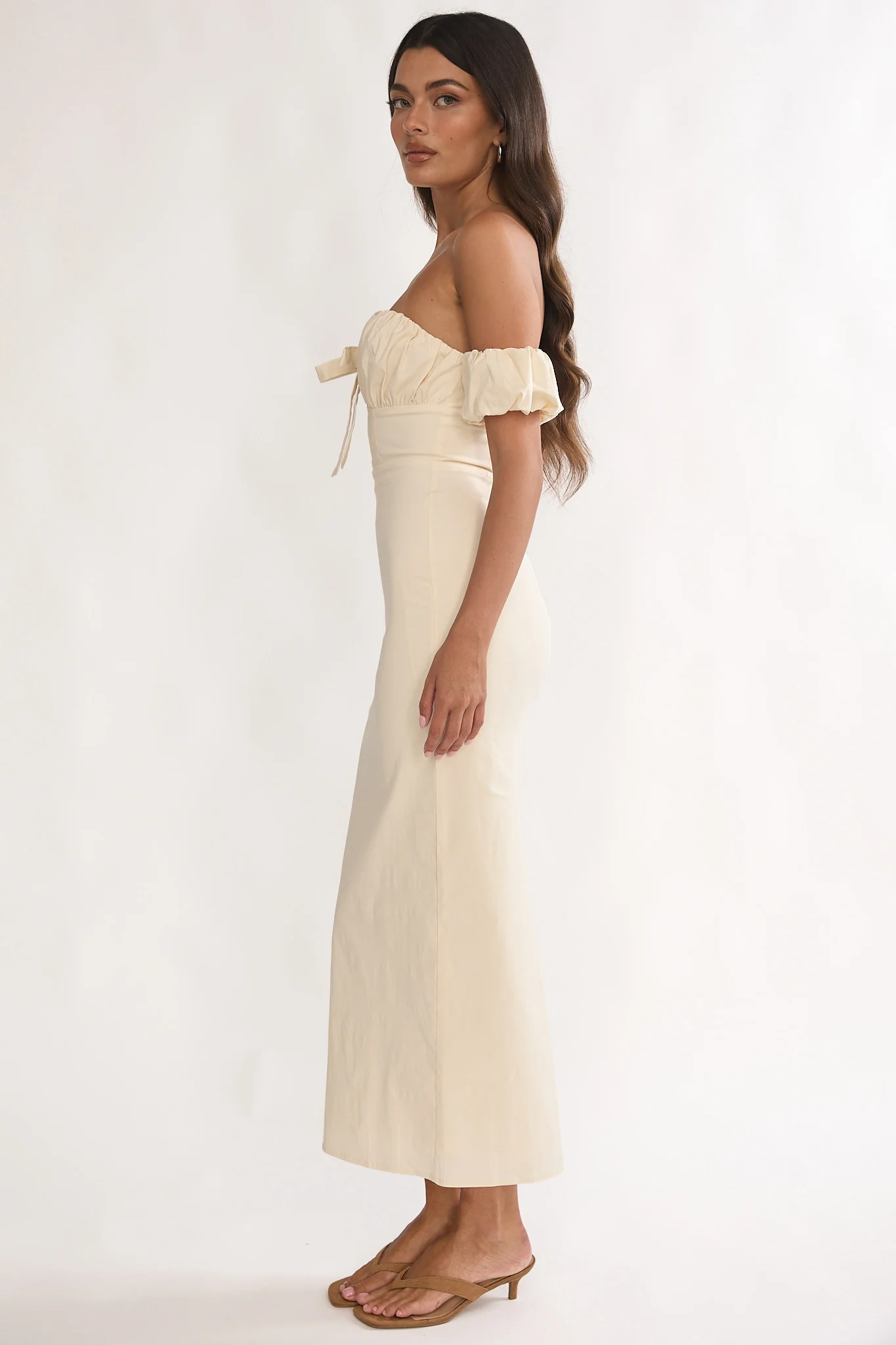 Maelis Off-Shoulder Puff Sleeve Maxi Dress Vanilla - Image 6