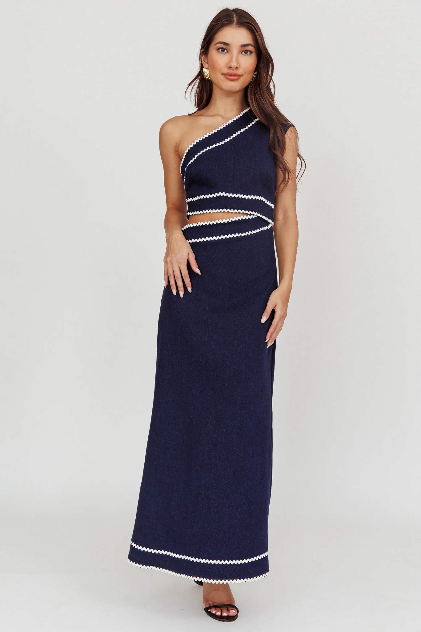 Mahli One-Shoulder Cut-Out Maxi Dress Dark Denim - Image 3