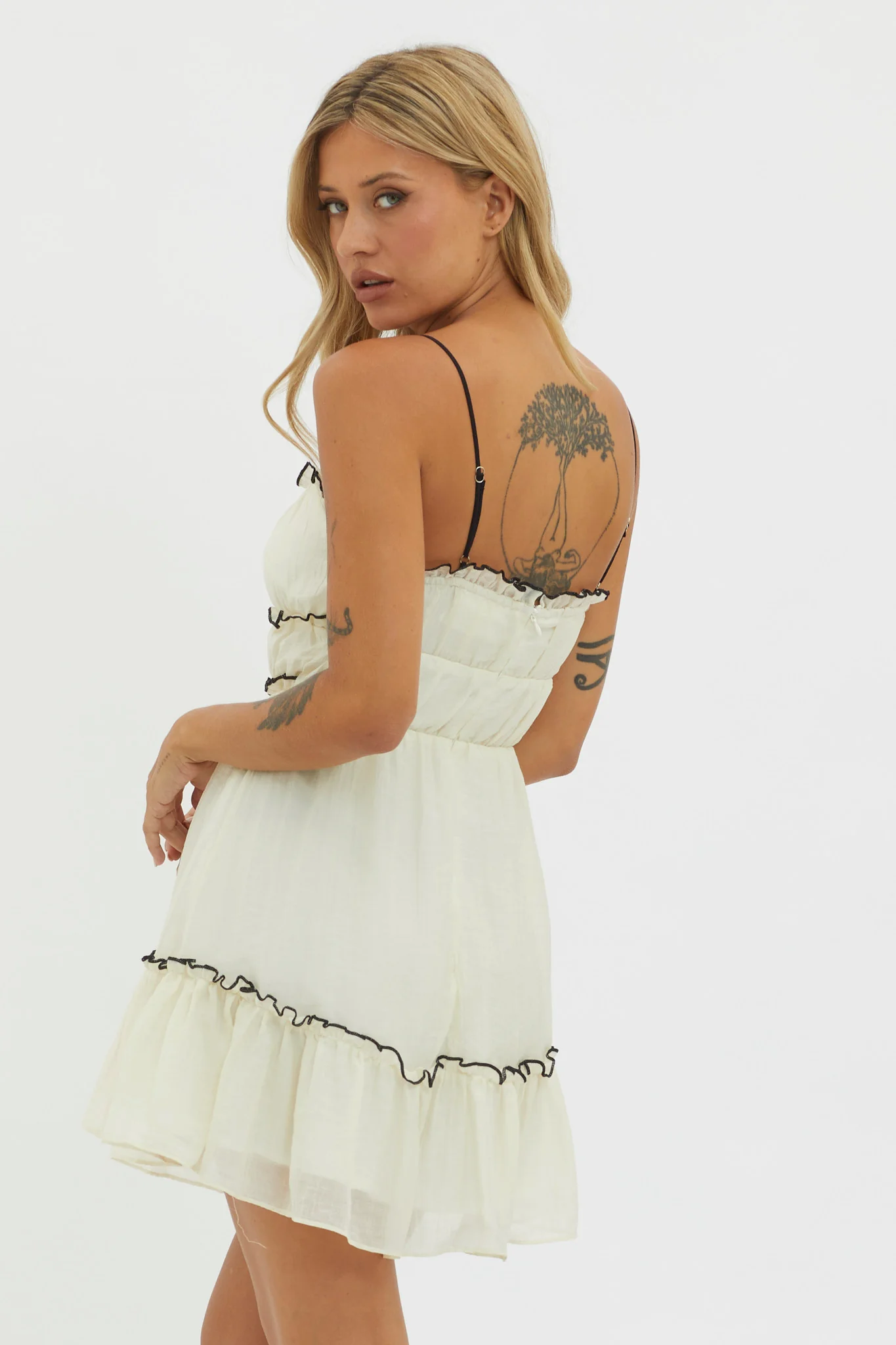 Maidens Tie Accent Mini Dress Off White - Image 4