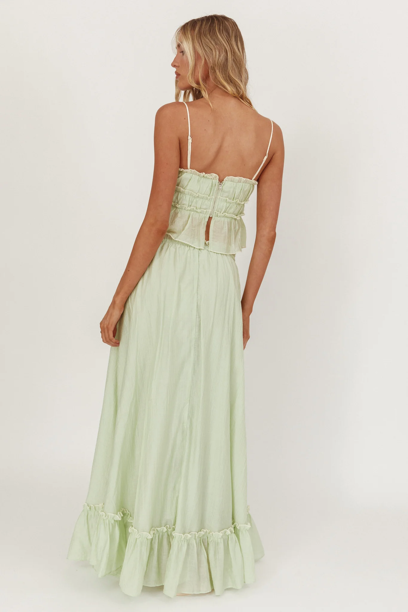 Maidens Tie Detail Overlock Maxi Skirt Sage - Image 2