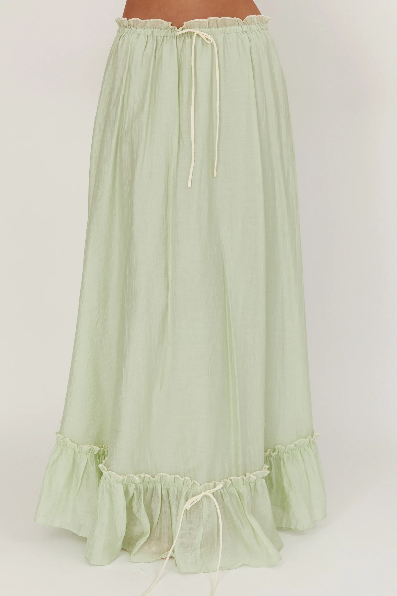 Maidens Tie Detail Overlock Maxi Skirt Sage - Image 3