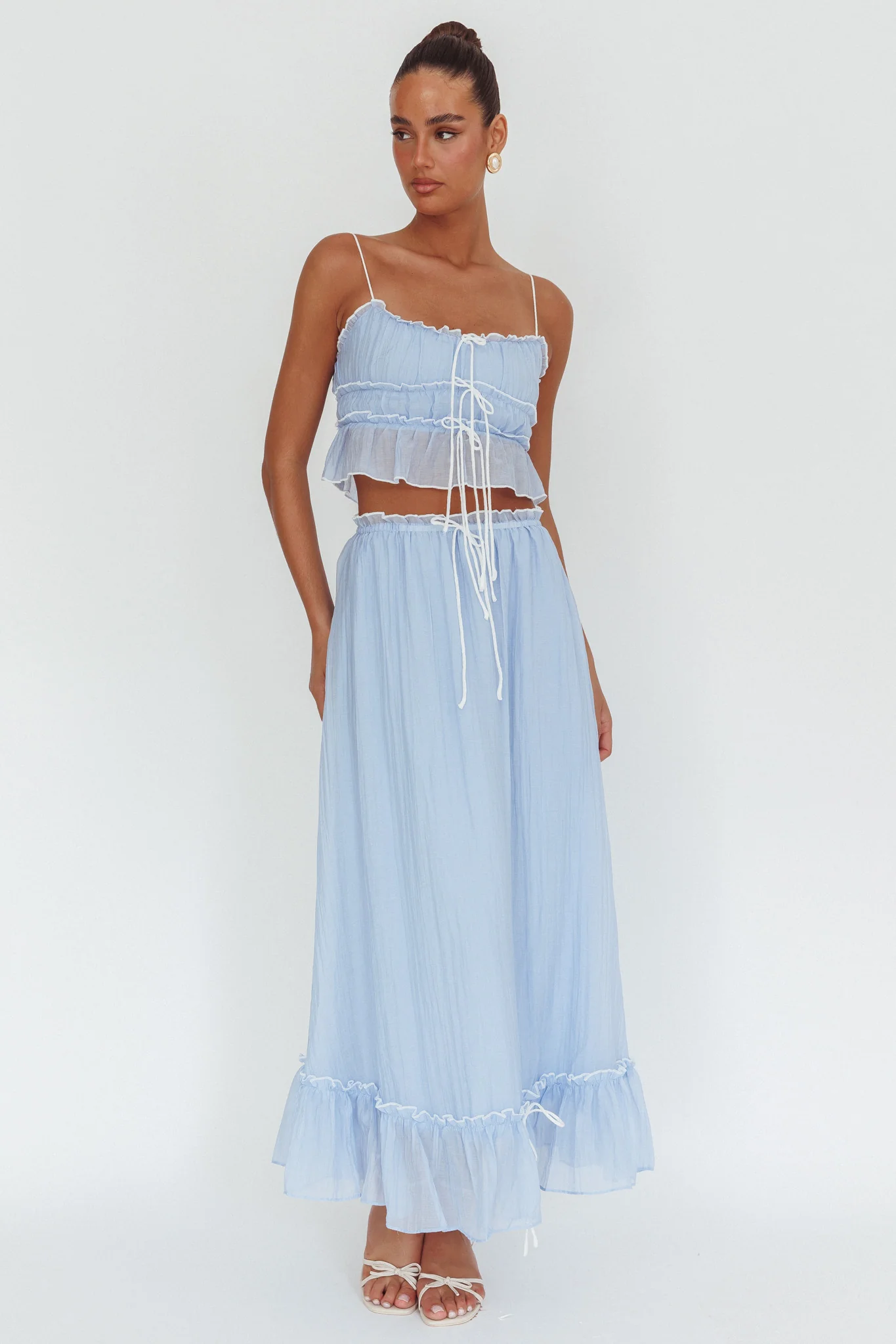 Maidens Tie Detail Overlock Top Cloud Blue - Image 4