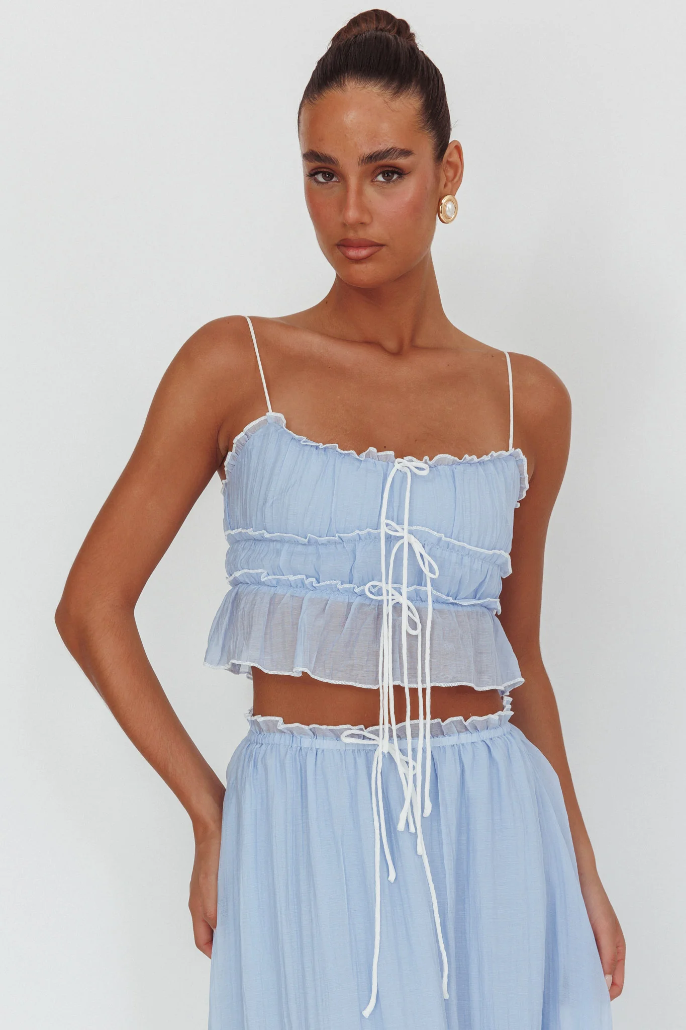 Maidens Tie Detail Overlock Top Cloud Blue - Image 5
