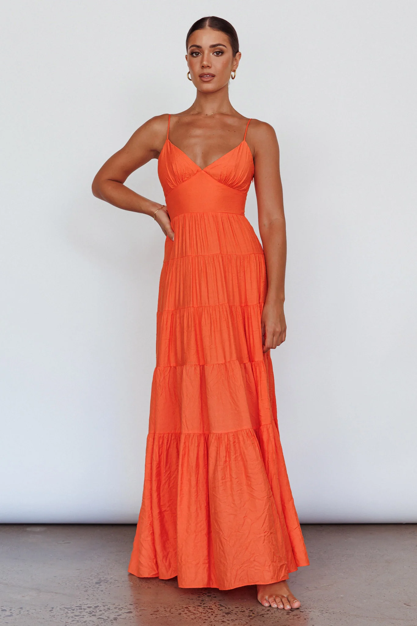 Main Attraction Cami Strap Maxi Dress Tangerine - Image 5