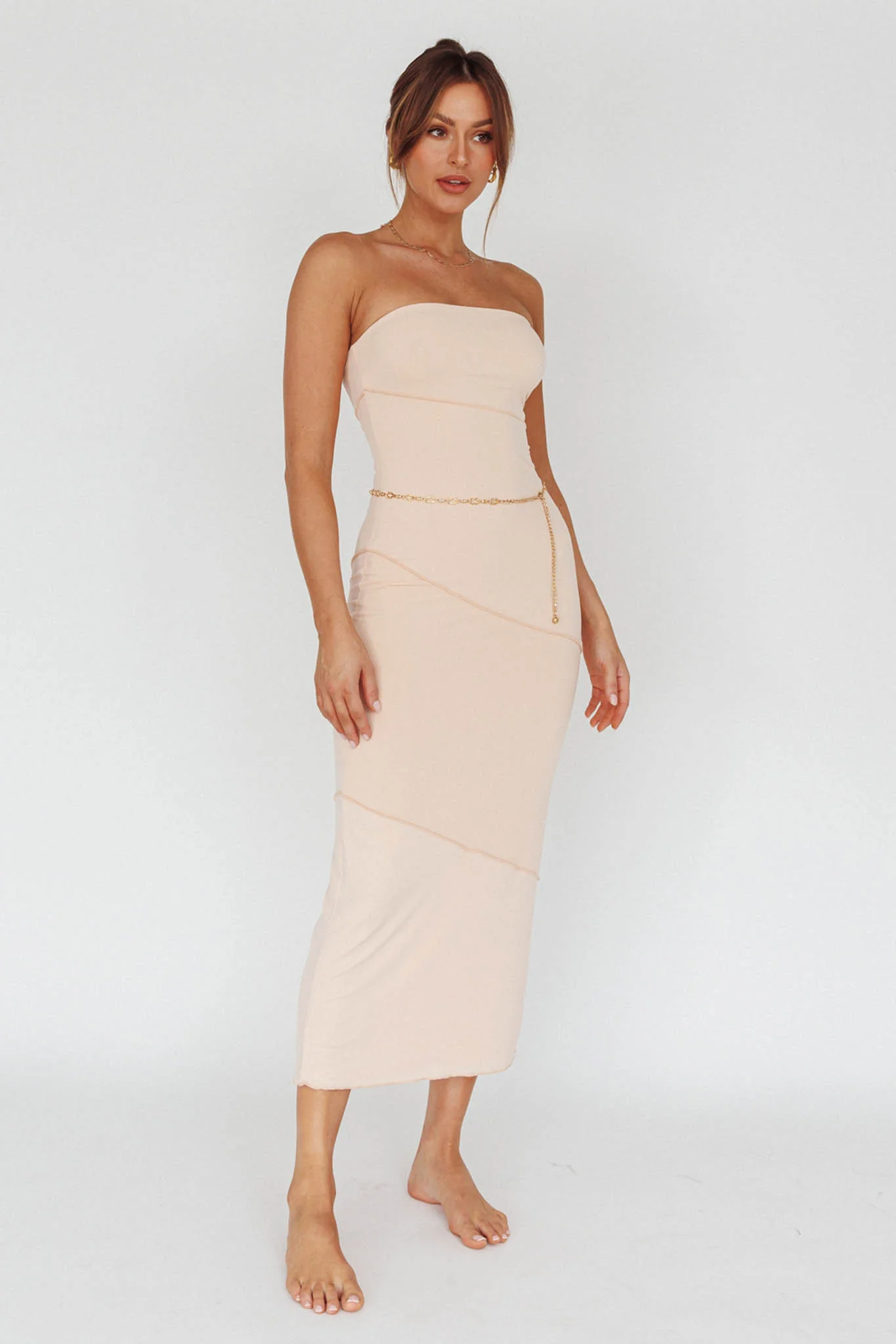Making Headlines Strapless Midi Dress Cream - Image 6
