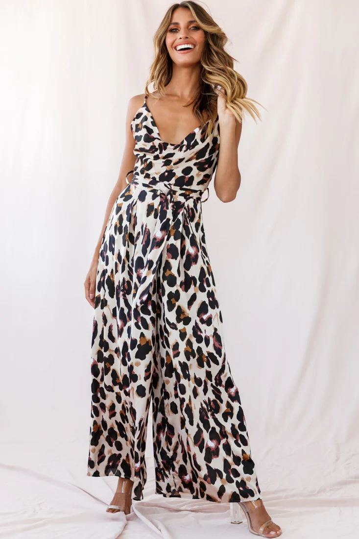 Mali Wide Leg Belted Jumpsuit Leopard - Image 2