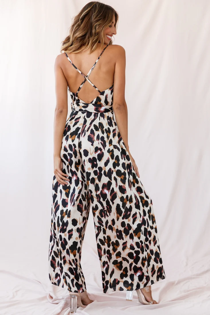 Mali Wide Leg Belted Jumpsuit Leopard - Image 4