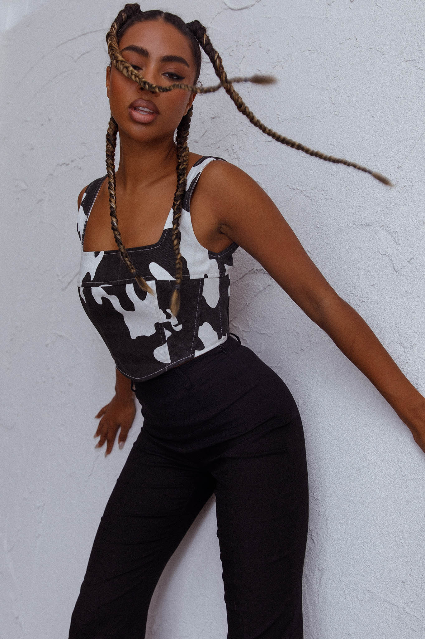 Mandie Thick Strap Crop Top Printed Cow - Image 8