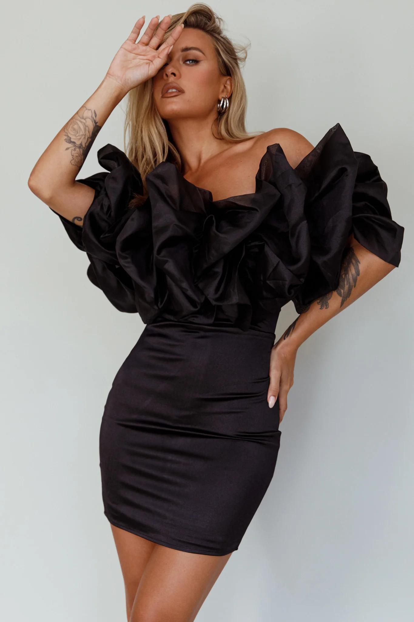 Manhattan Moment Off Shoulder Mini Dress Black - Image 6