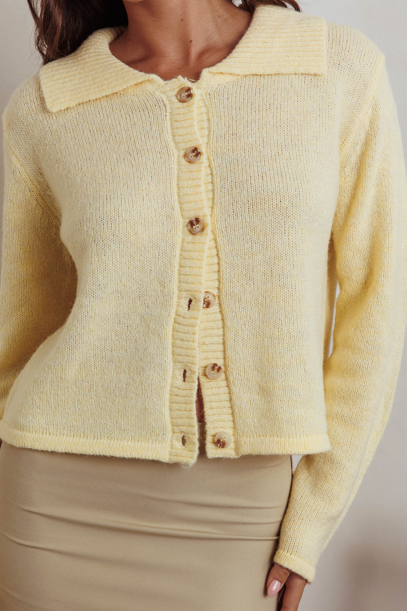 Margaret Button-Up Knit Cardigan Butter - Image 3