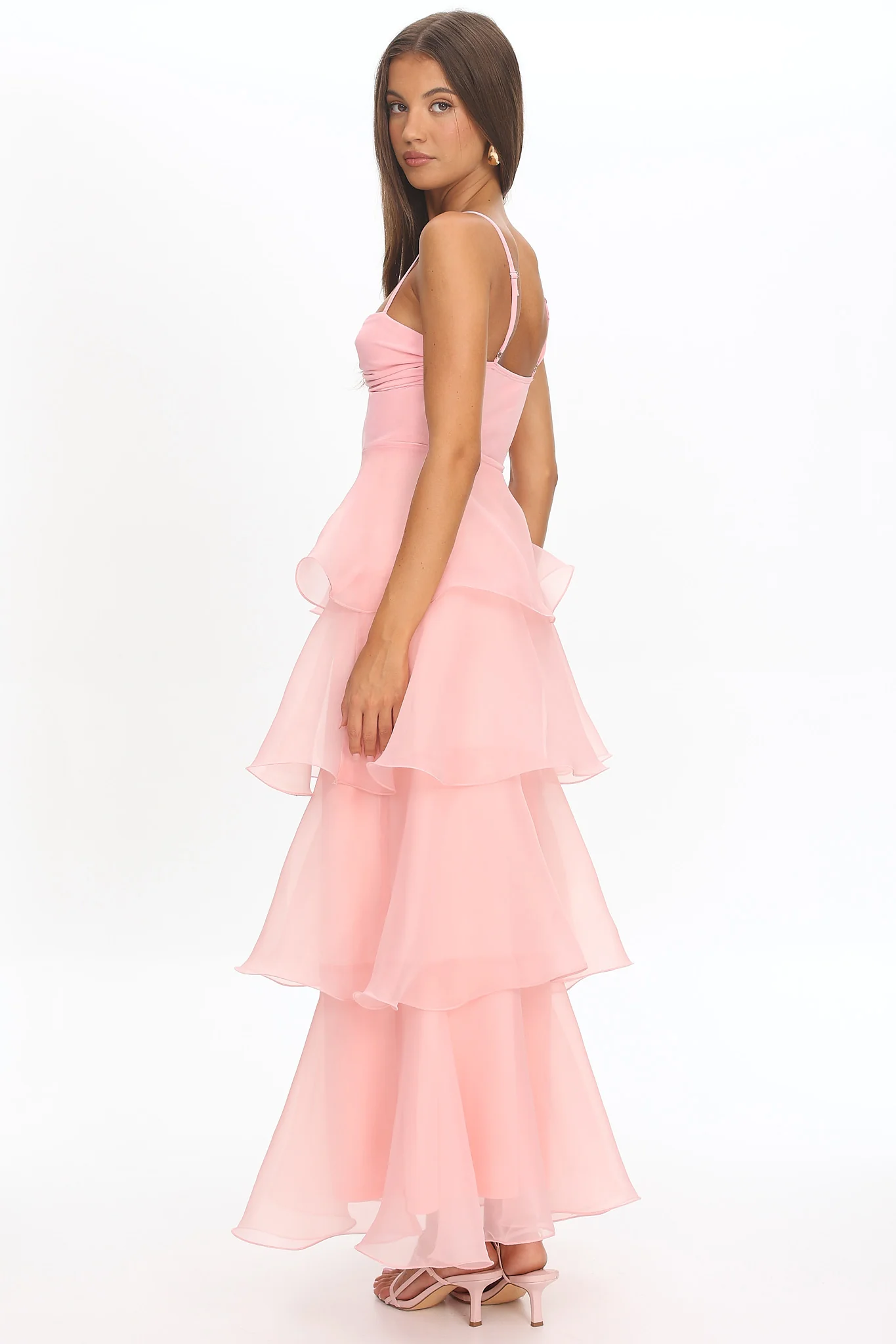 Margarida Layered Sweetheart Neckline Maxi Dress Pink - Image 2