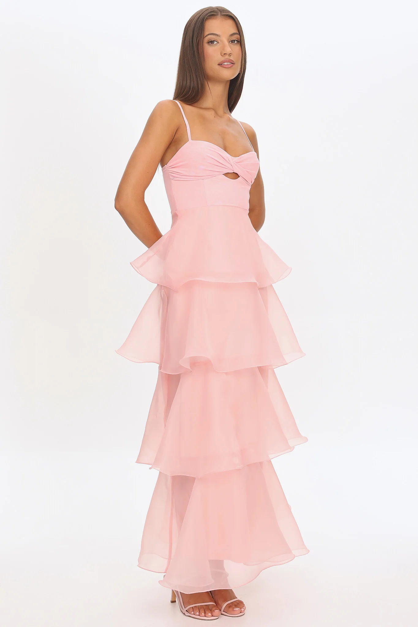 Margarida Layered Sweetheart Neckline Maxi Dress Pink - Image 5
