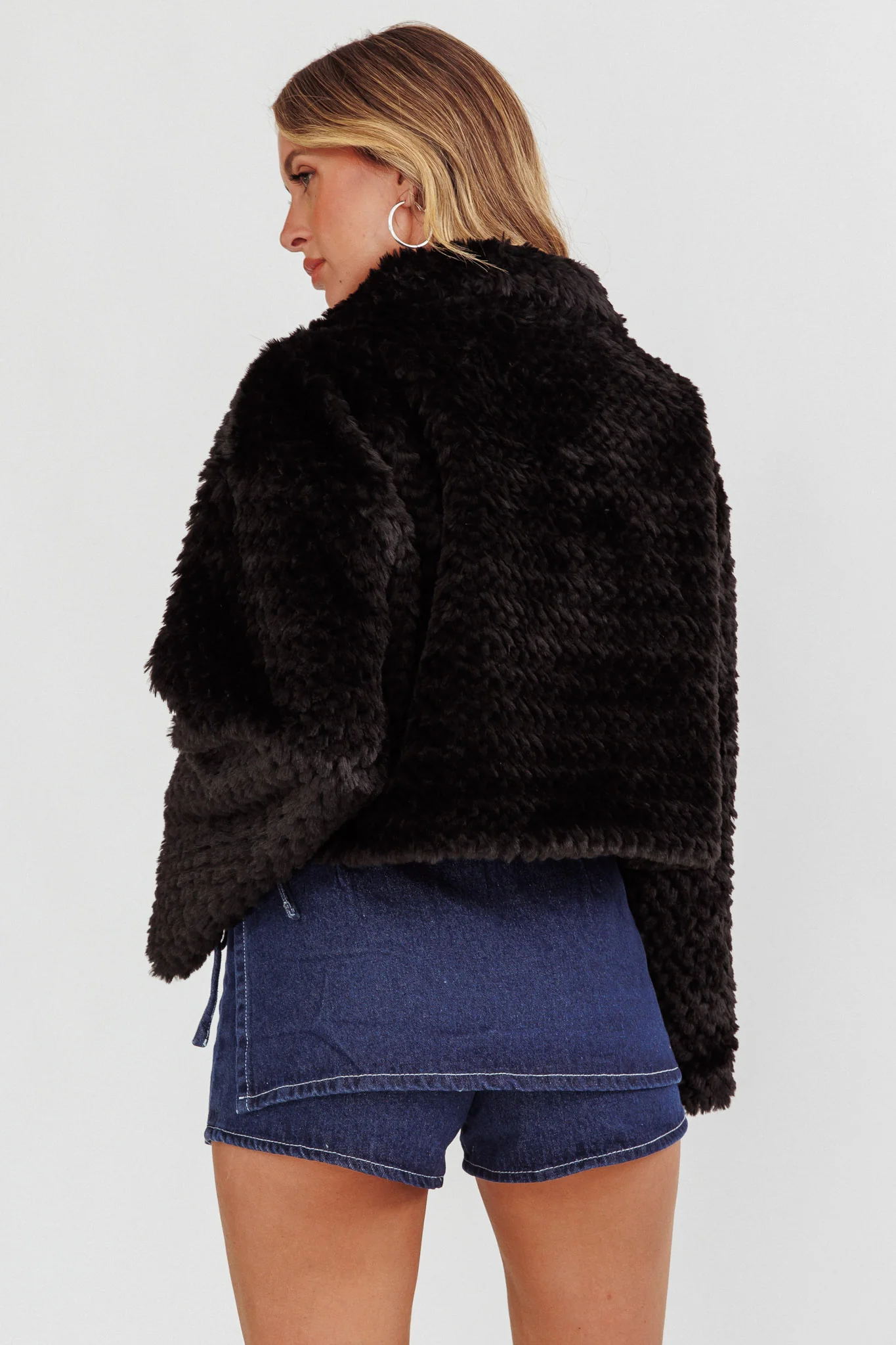Margeaux Faux Fur Jacket Black - Image 2