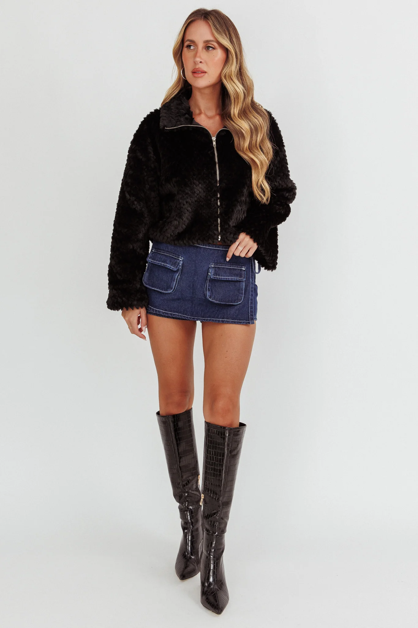 Margeaux Faux Fur Jacket Black - Image 3