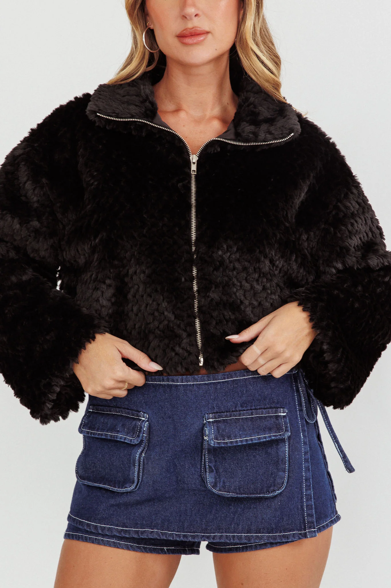 Margeaux Faux Fur Jacket Black - Image 4