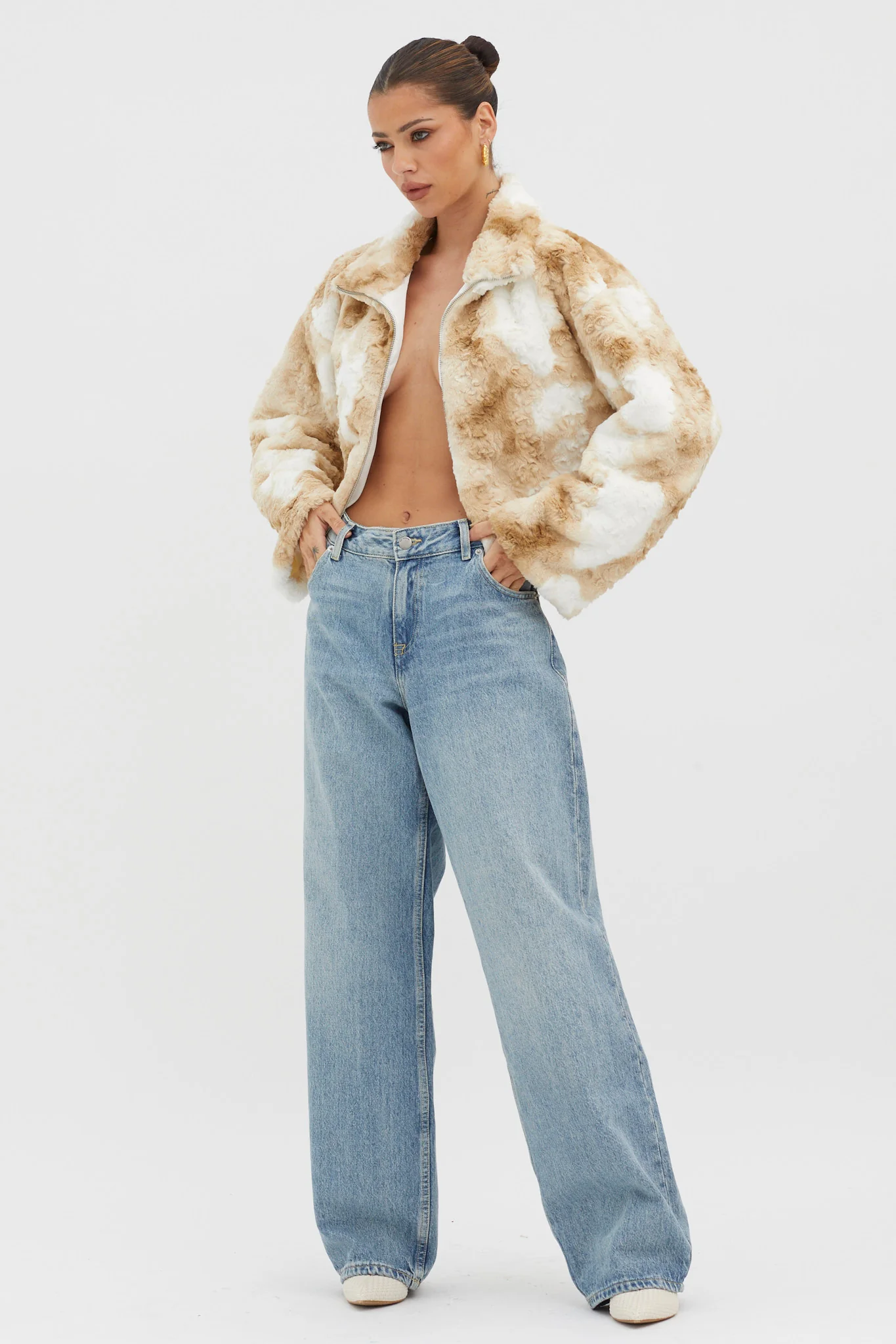Margeaux Faux Fur Jacket Coffee - Image 3