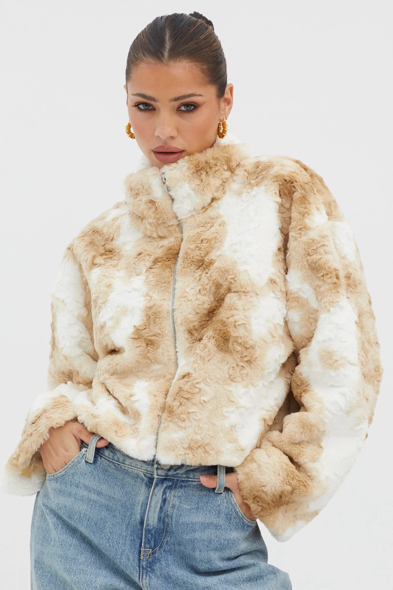 Margeaux Faux Fur Jacket Coffee - Image 6